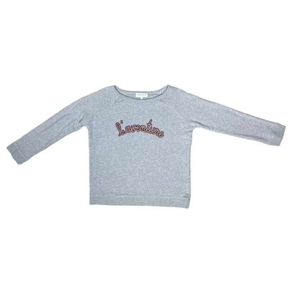ANTHROPOLOGIE MAISON LABICHE L’AVENTURE GRAY BEADED LONG SLEEVE SWEATSHIRT - Picture 2 of 11